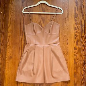 Susana Monaco Brown Faux Leather Corset Romper